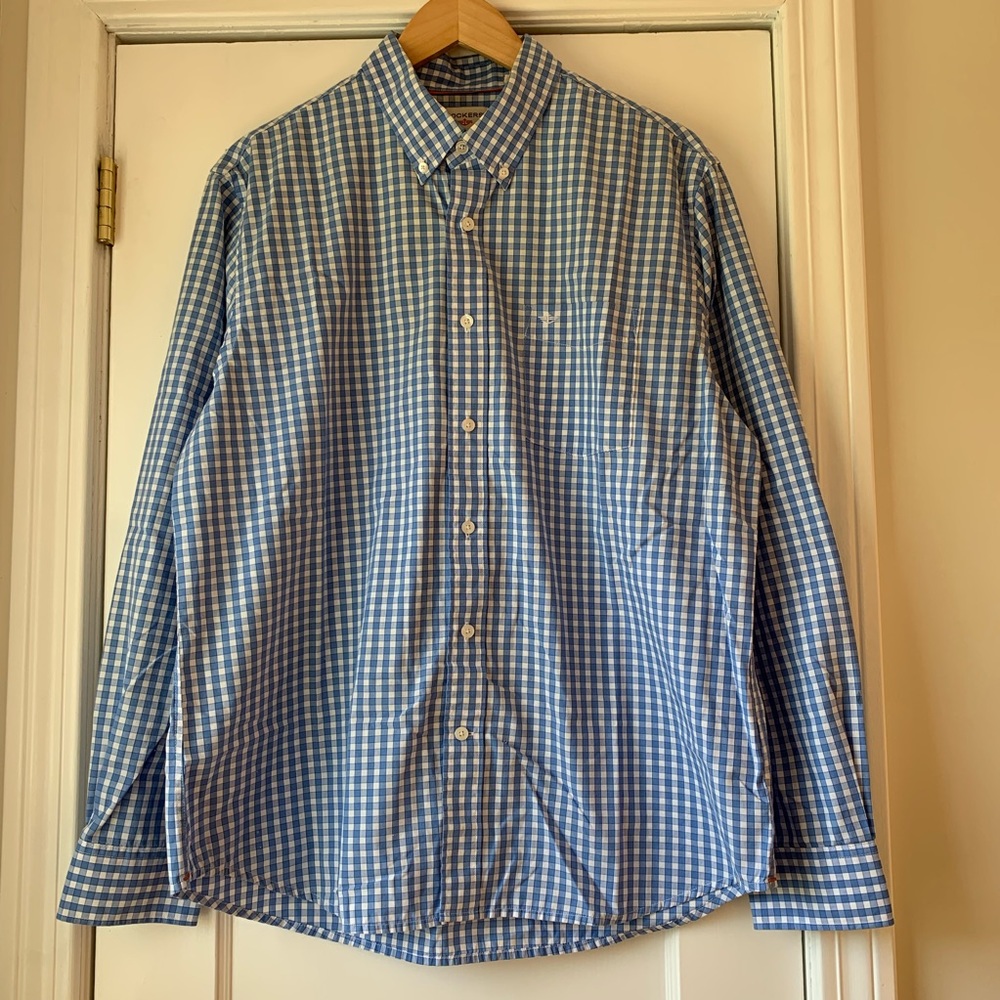 DOCKERS Dress Shirt, Light blue check, Men’s L